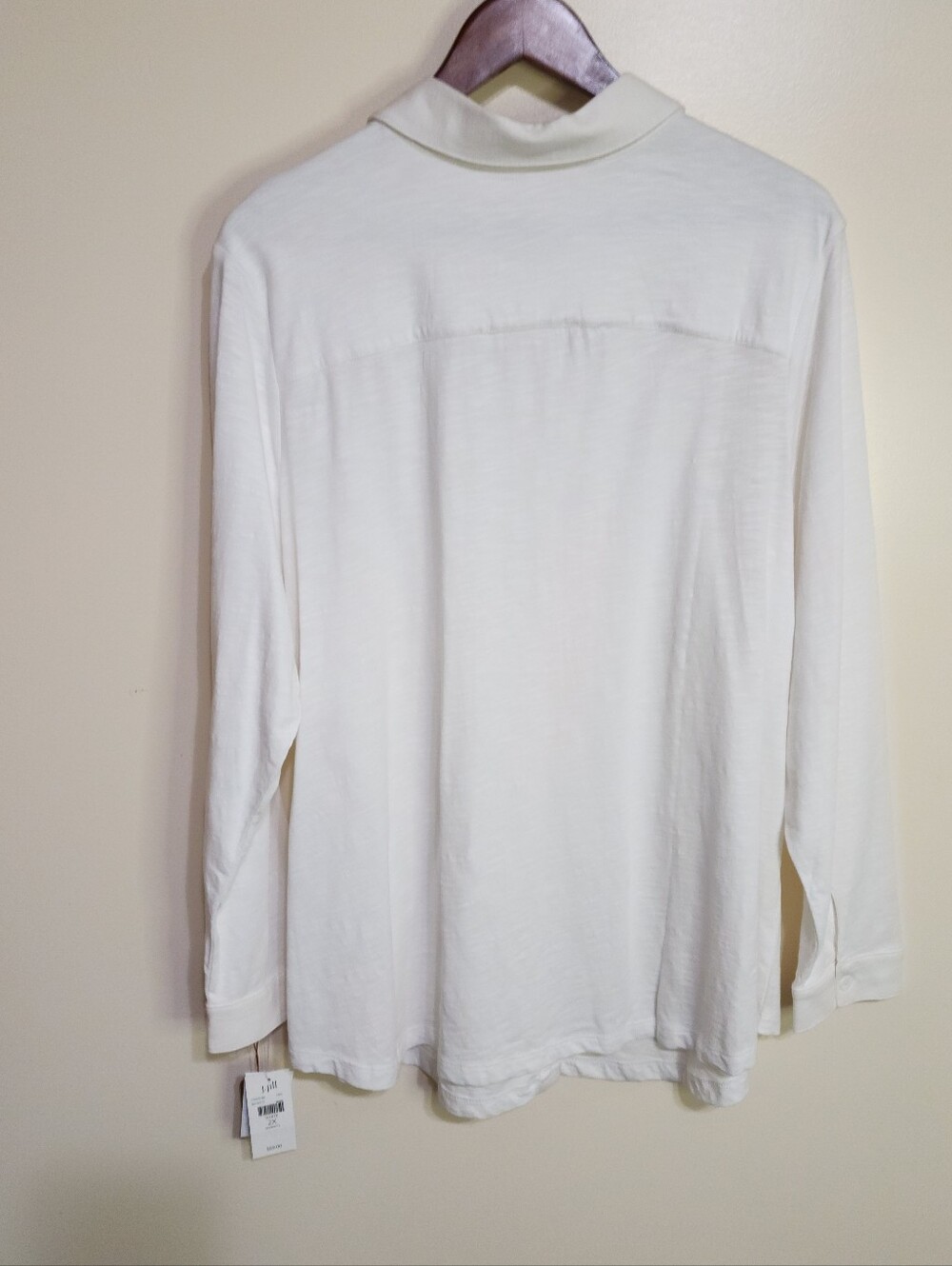 J. Jill Top Pintuck Slub Shirt Pleated Button Blouse Women 2X Classic White - Picture 7 of 7